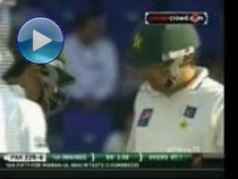 England restricted Pakistan to 256 for seven to grab the initiative. Pakistan skipper Misbah-ul-Haq ensured a decent score when he first starred in a century partnership with Asad Shafiq (58) and then remained unbeaten on 83 to leave England ruing their dropped catches. Pakistan 256-7 (Misbah 83*, Shafiq 58, Broad 3-47) v England